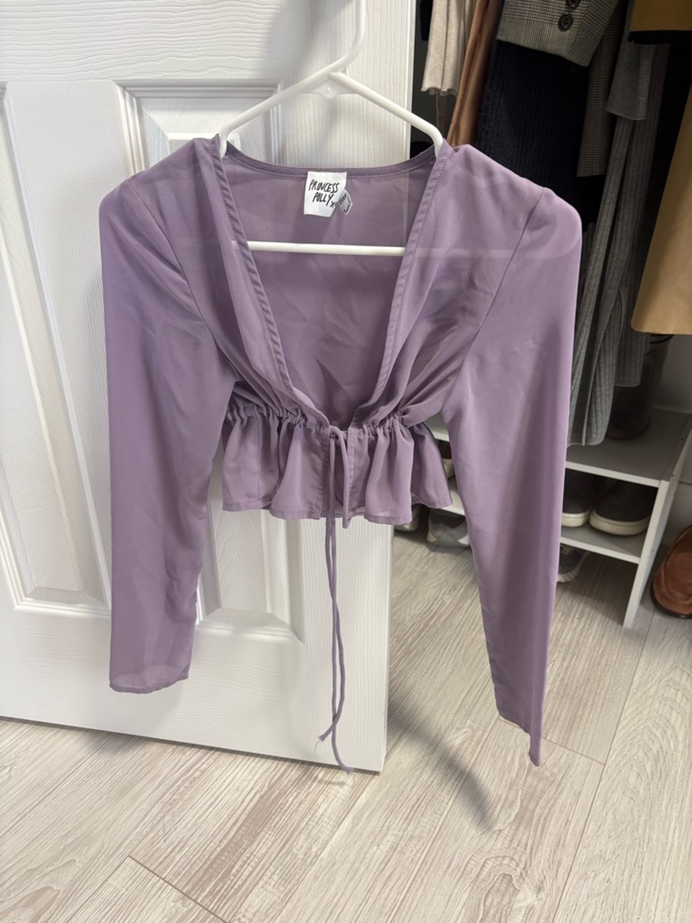 Princess Polly Sheer Tie-Front Crop Top